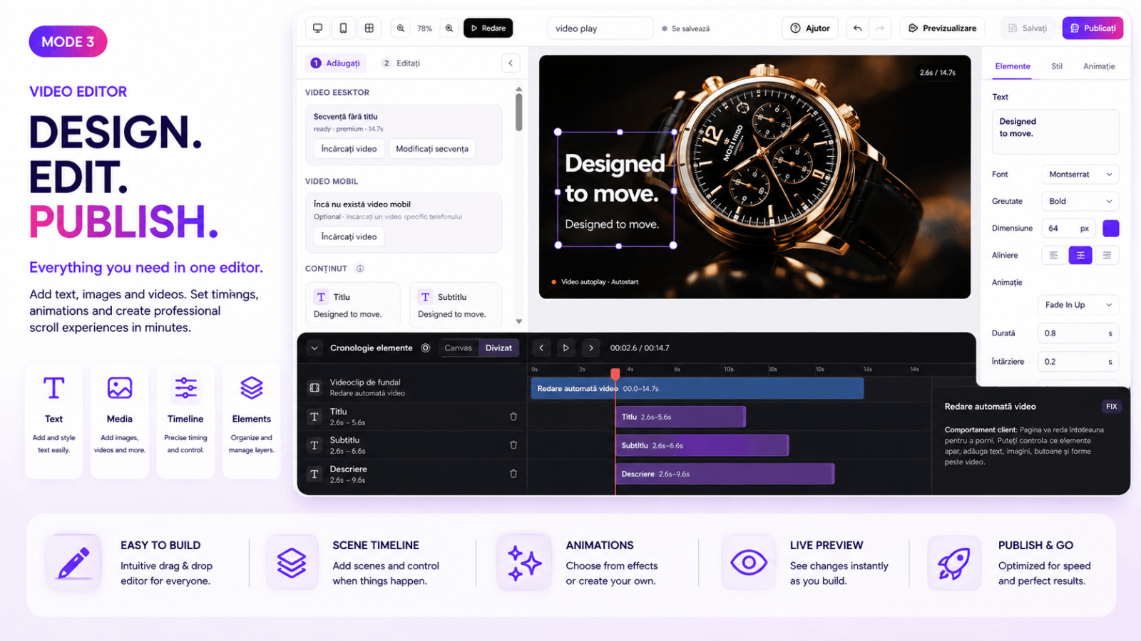 Motion Hero video editor controls